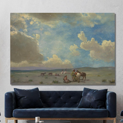 Accampamento Indiano Albert Bierstadt abr36 quadro stampato su tela