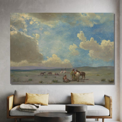Accampamento Indiano Albert Bierstadt abr36 quadro stampato su tela