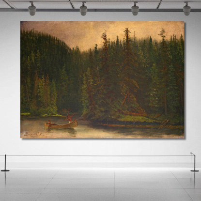 Cacciatori Indiani In Canoa Albert Bierstadt abr37 quadro stampato su tela