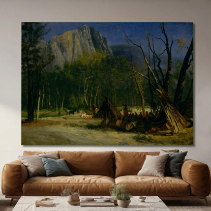 Indiani Nel Consiglio Della California Albert Bierstadt abr39 quadro stampato su tela