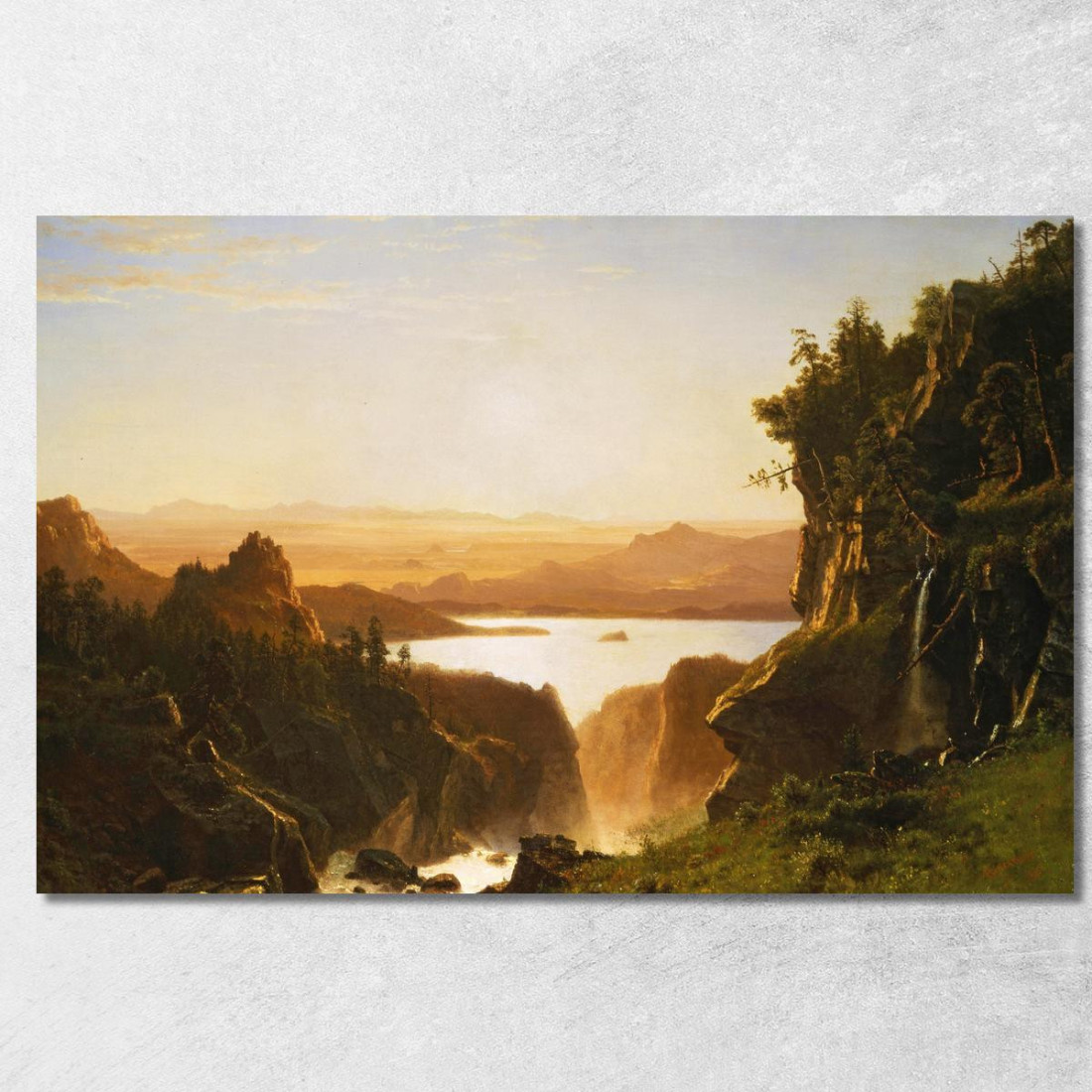 Gamma Wyoming Del Fiume Wind Island Del Lago Dell'Isola Albert Bierstadt abr41 quadro stampato su tela