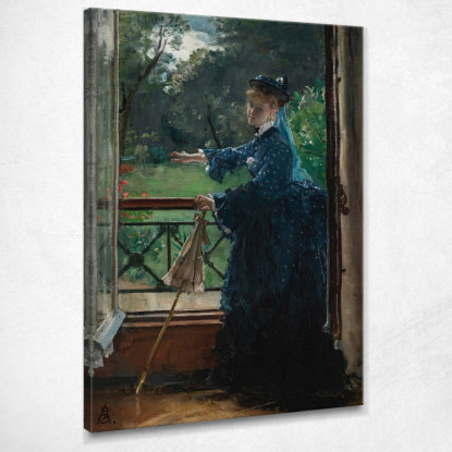 Donna Sul Balcone Alfred Stevens stal27 quadro stampato su tela