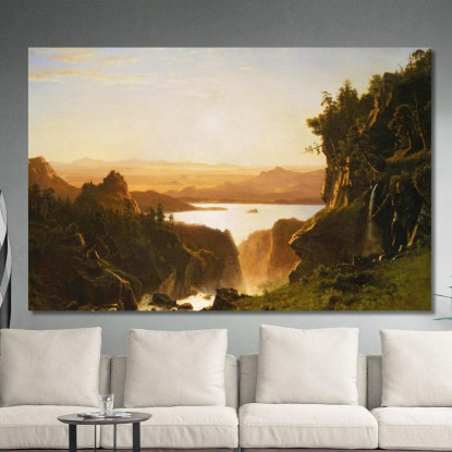 Gamma Wyoming Del Fiume Wind Island Del Lago Dell'Isola Albert Bierstadt abr41 quadro stampato su tela