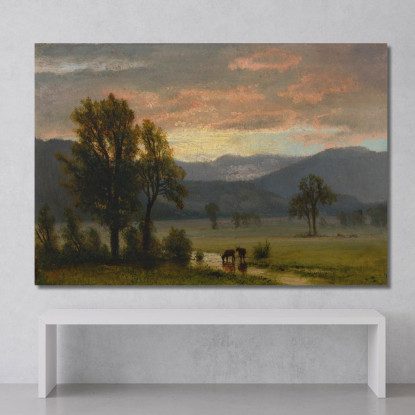 Paesaggio Con Bestiame Albert Bierstadt abr49 quadro stampato su tela