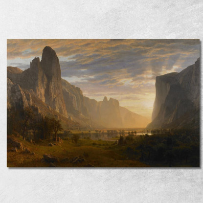 Guardando Giù La Valle Di Yosemite In California Albert Bierstadt abr55 quadro stampato su tela