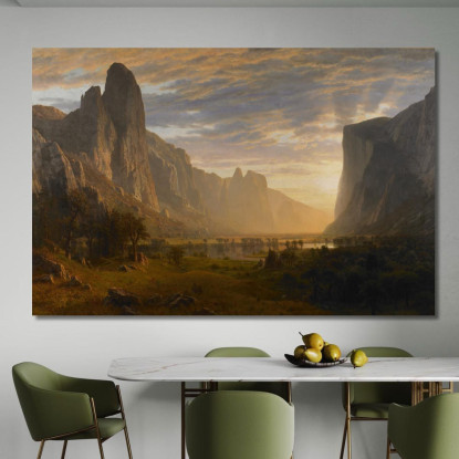 Guardando Giù La Valle Di Yosemite In California Albert Bierstadt abr55 quadro stampato su tela