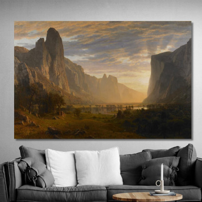 Guardando Giù La Valle Di Yosemite In California Albert Bierstadt abr55 quadro stampato su tela