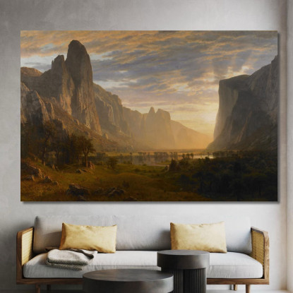 Guardando Giù La Valle Di Yosemite In California Albert Bierstadt abr55 quadro stampato su tela