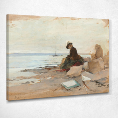 Pittore Della Donna In Riva Al Mare Alfred Stevens stal29 quadro stampato su tela