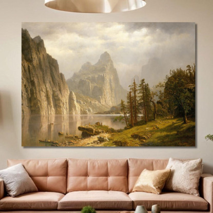 Valle Yosemite Del Fiume Merced Albert Bierstadt abr57 quadro stampato su tela