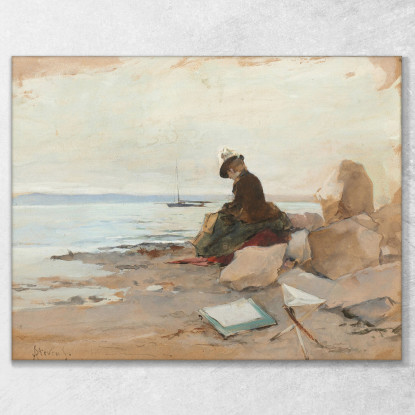 Pittore Della Donna In Riva Al Mare Alfred Stevens stal29 quadro stampato su tela