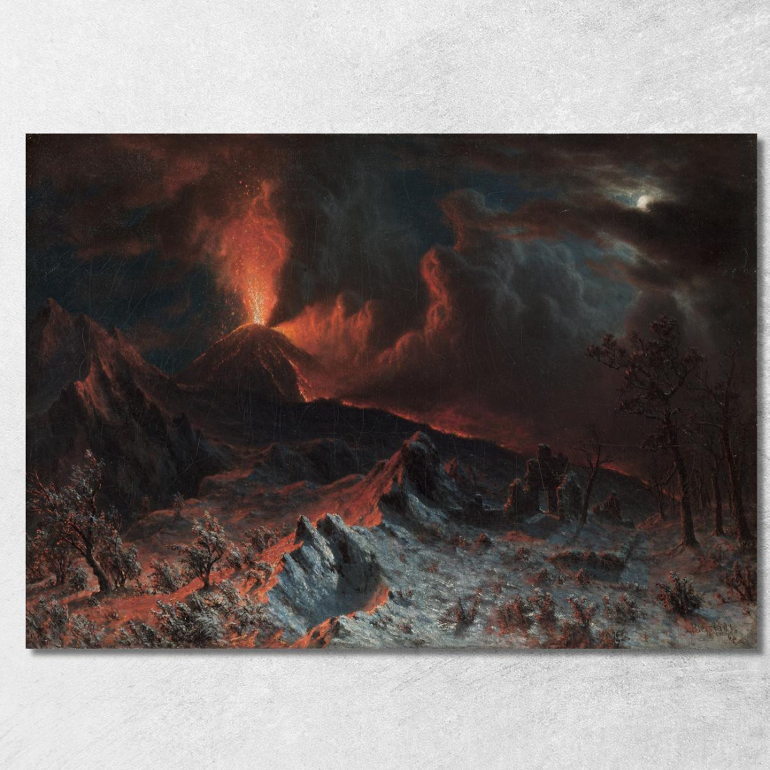 Il Vesuvio A Mezzanotte Albert Bierstadt abr65 quadro stampato su tela