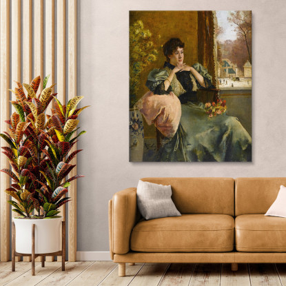 Donna Pensierosa Vicino Alla Finestra Alfred Stevens stal30 quadro stampato su tela