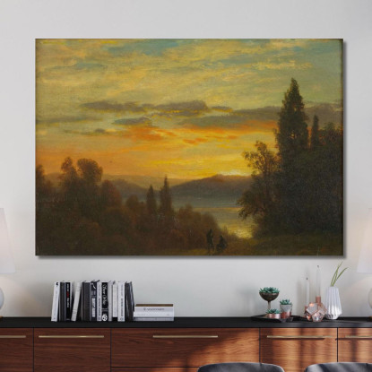 Sul Fiume Hudson Vicino A Irvington Albert Bierstadt abr76 quadro stampato su tela