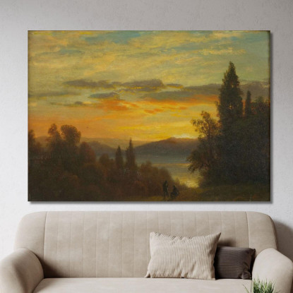 Sul Fiume Hudson Vicino A Irvington Albert Bierstadt abr76 quadro stampato su tela