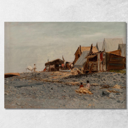 Villaggio Della Pesca Del Salmone Albert Bierstadt abr87 quadro stampato su tela