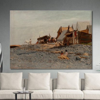 Villaggio Della Pesca Del Salmone Albert Bierstadt abr87 quadro stampato su tela