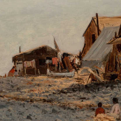 Villaggio Della Pesca Del Salmone Albert Bierstadt abr87 quadro stampato su tela