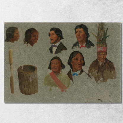 Sette Ritratti Indiani E Un Utensile Primitivo Albert Bierstadt abr90 quadro stampato su tela