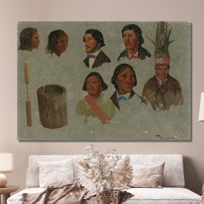 Sette Ritratti Indiani E Un Utensile Primitivo Albert Bierstadt abr90 quadro stampato su tela