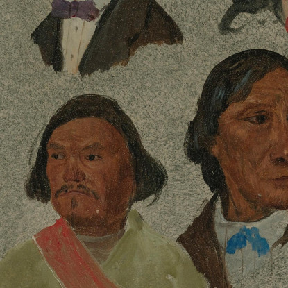 Sette Ritratti Indiani E Un Utensile Primitivo Albert Bierstadt abr90 quadro stampato su tela