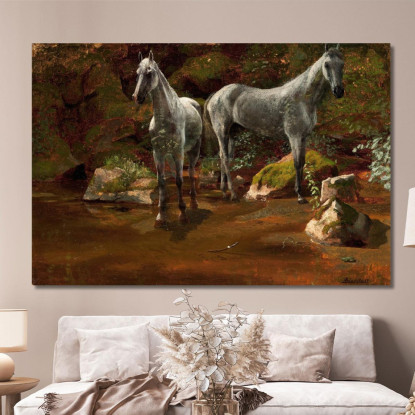 Studio Dei Cavalli Selvaggi Albert Bierstadt abr98 quadro stampato su tela