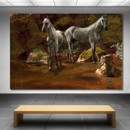 Studio Dei Cavalli Selvaggi Albert Bierstadt abr98 quadro stampato su tela