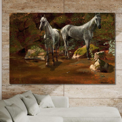 Studio Dei Cavalli Selvaggi Albert Bierstadt abr98 quadro stampato su tela