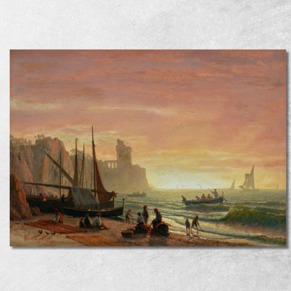 La Flotta Da Pesca Albert Bierstadt abr106 quadro stampato su tela
