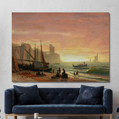 La Flotta Da Pesca Albert Bierstadt abr106 quadro stampato su tela