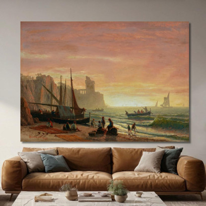 La Flotta Da Pesca Albert Bierstadt abr106 quadro stampato su tela