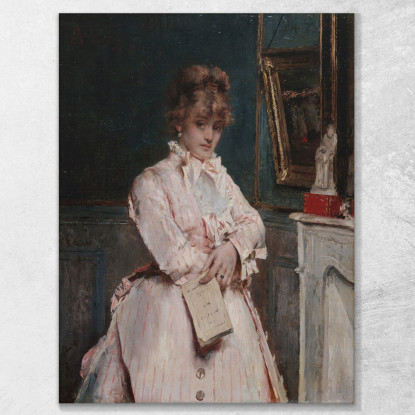 Giovane Donna Che Tiene Un Libro Alfred Stevens stal36 quadro stampato su tela