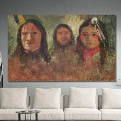 Tre Indiani Albert Bierstadt abr115 quadro stampato su tela