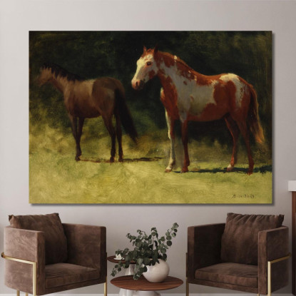Due Cavalli Albert Bierstadt abr119 quadro stampato su tela