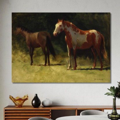 Due Cavalli Albert Bierstadt abr119 quadro stampato su tela