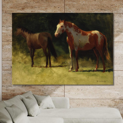 Due Cavalli Albert Bierstadt abr119 quadro stampato su tela