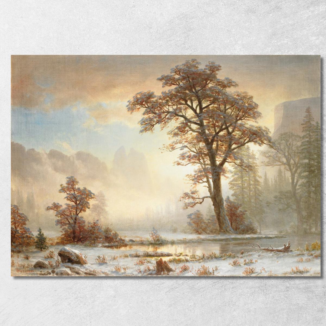 Valle Dello Yosemite: Prima Nevicata Dell'Anno Albert Bierstadt abr122 quadro stampato su tela