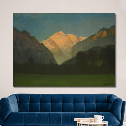 Vista Del Glacier Park O Tramonto Sul Picco Albert Bierstadt abr127 quadro stampato su tela