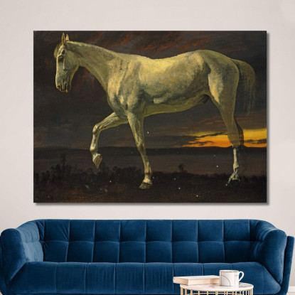 Cavallo Bianco E Tramonto Albert Bierstadt abr129 quadro stampato su tela