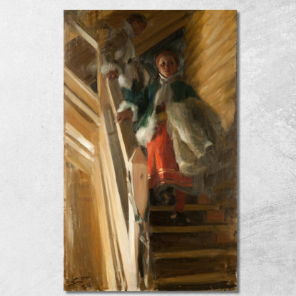 Sulle Scale Della Soffitta Anders Zorn azn53 quadro stampato su tela