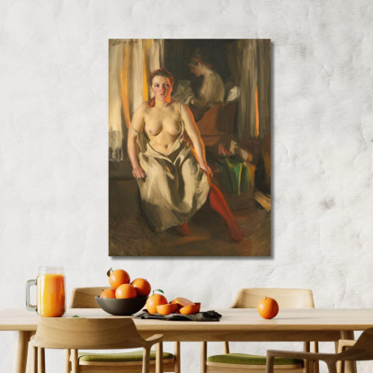 Calze Rosse Anders Zorn azn64 quadro stampato su tela