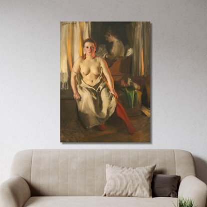 Calze Rosse Anders Zorn azn64 quadro stampato su tela