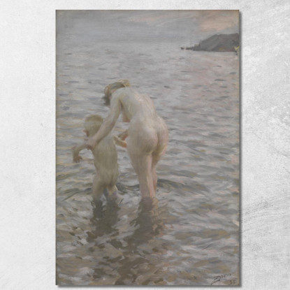 Con La Madre Anders Zorn azn83 quadro stampato su tela
