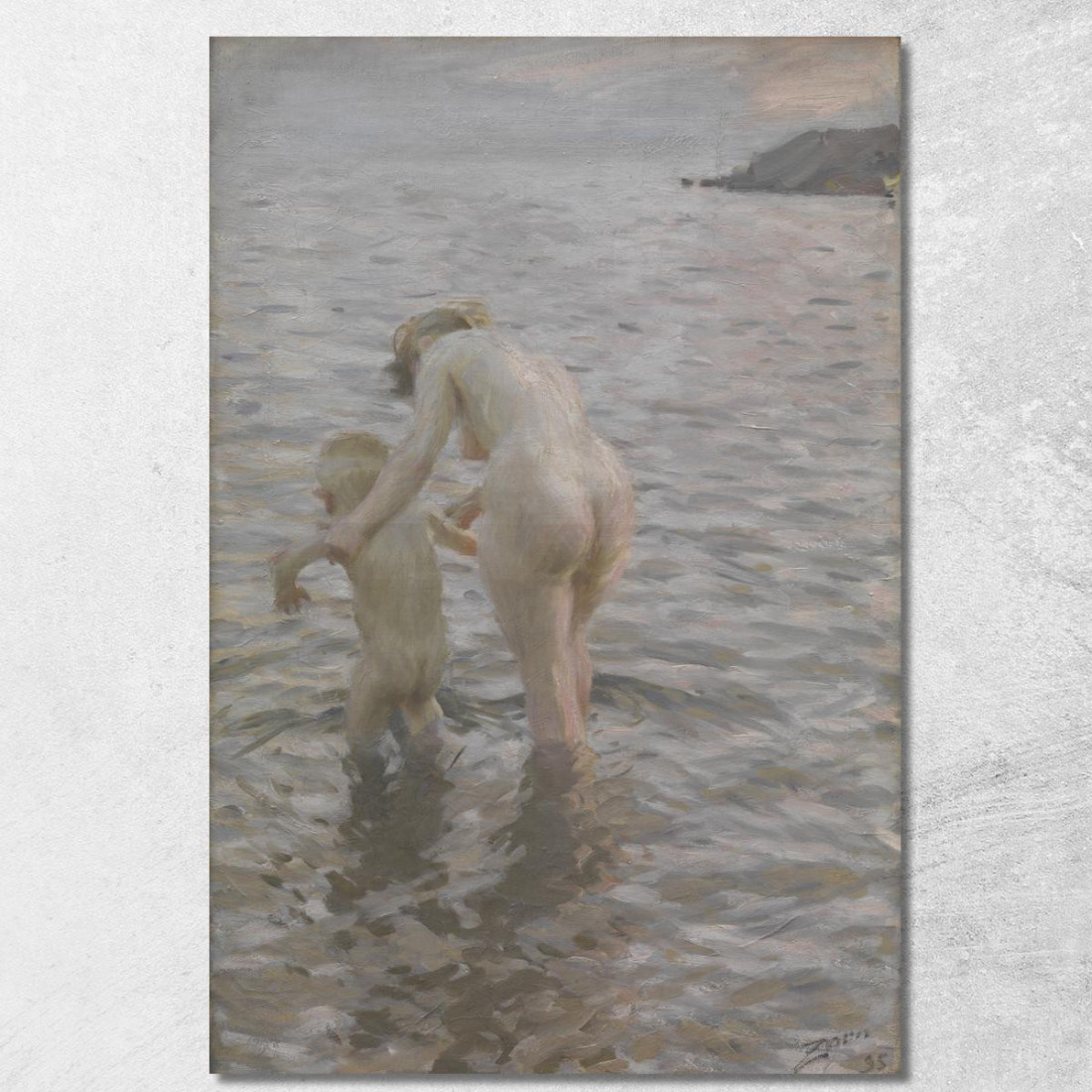 Con La Madre Anders Zorn azn83 quadro stampato su tela