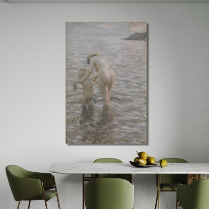 Con La Madre Anders Zorn azn83 quadro stampato su tela