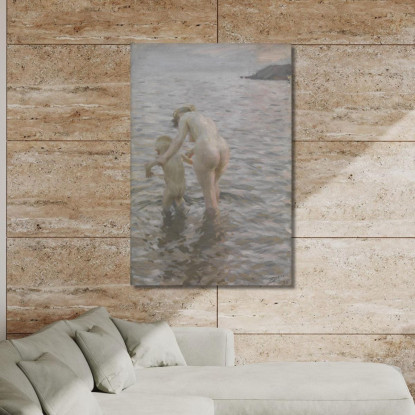 Con La Madre Anders Zorn azn83 quadro stampato su tela