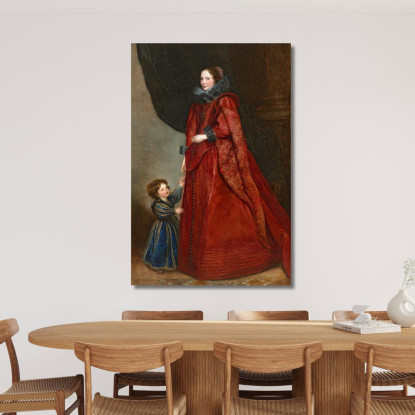 Una Signora Genovese Con Il Suo Bambino Anthony van Dyck avd2 quadro stampato su tela