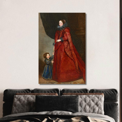 Una Signora Genovese Con Il Suo Bambino Anthony van Dyck avd2 quadro stampato su tela