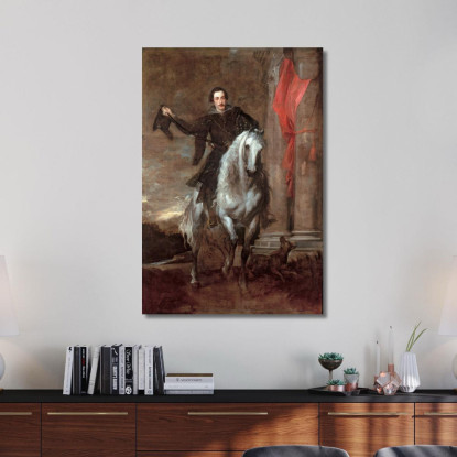 Anton Giulio Brignole-Sale On Horseback Anthony van Dyck avd10 quadro stampato su tela