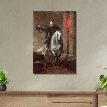 Anton Giulio Brignole-Sale On Horseback Anthony van Dyck avd10 quadro stampato su tela